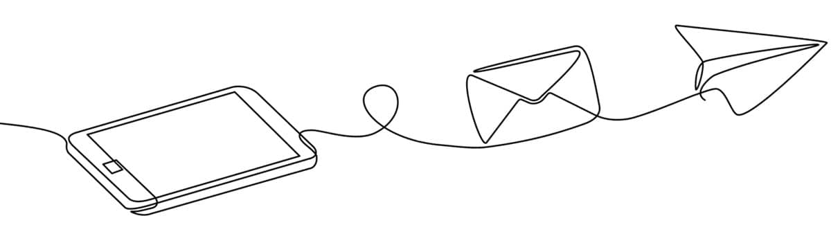 Line drawing of telephone and email