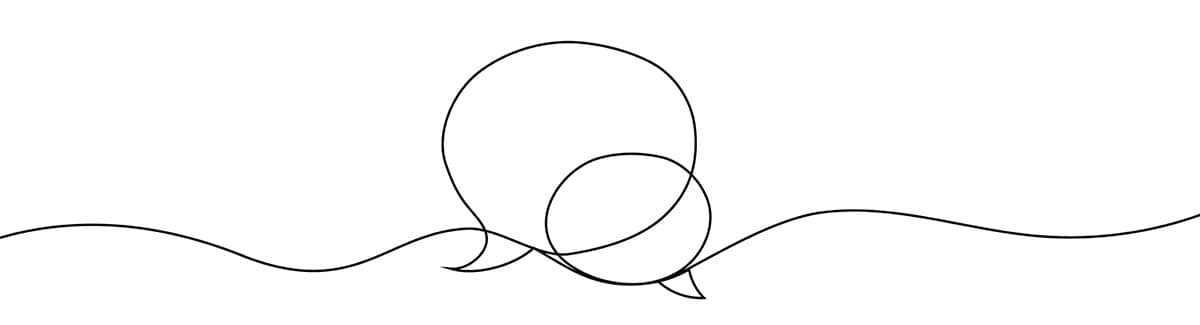 Line drawing of 2 speech bubbles